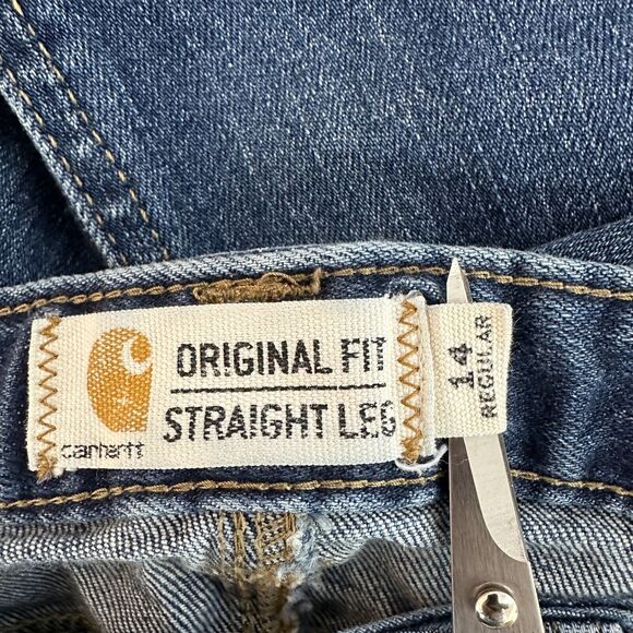 Carhartt Womens Jeans Size 14 Regular Original Fit Straight Leg Dark Wash Denim - Picture 2 of 15